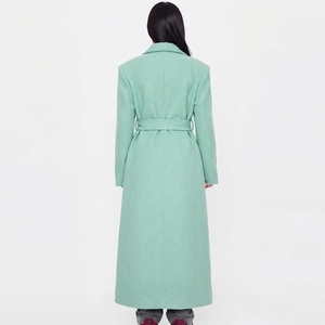<b>Women</b> Elegant Long Coat Belted Waist Lapel Collar Wool Blend Full Length Winter Casual <b>Outerwear</b> - Product Image 4