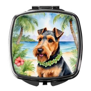 Welsh Terrier Luau Compact Travel <b>Makeup</b> <b>Mirror</b> Portable Folding Handheld Design Gift <b>for</b> Women and Girls - Product Image 1