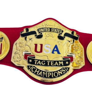 Cinturón de Campeonato de Lucha Libre en Parejas de EE. UU., Cinturón de Título de Lucha Libre Personalizado de Alta Calidad para Coleccionistas, Diseño Rojo Exclusivo - Product Image 5