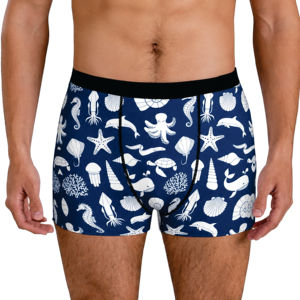 Custom Mens Ocean Print <b>Boxer</b> Briefs Breathable Stretch Underwear Quick Dry Private Label Sublimated Underpants OEM Manufacturer - Product Image 1