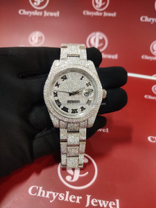 Movimiento automático Mecánico de alta calidad hecho a mano VVS Moissanite Diamond Iced Out Hombre Mujer Reloj de acero inoxidable de lujo - Product Image 2