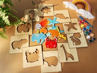 Peintures murales DIY unisexes pour enfants, décoration de la maison, pochoirs en bois sur le thème de la faune pour les enfants de 2 à 4 ans, Delarchi, grosse réduction !