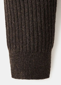 Suéter de punto acanalado de lana con cierre de cremallera, color sólido, grueso, para otoño, 100% lana para hombre - Product Image 2