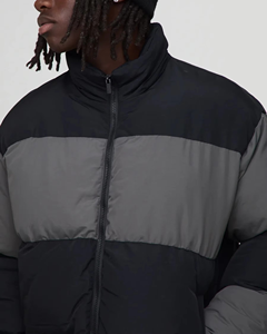 Veste matelassée homme personnalisée avec logo, blocs de couleur, col montant, manteau d'hiver chaud et coupe-vent, style streetwear, en promotion - Product Image 4