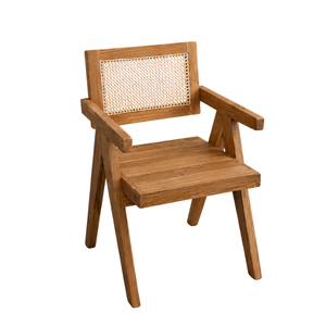 Silla de Comedor Portátil Moderna Hecha de Madera de Teca y Ratán de Alta Calidad, Resistente para Uso en Interiores/Exteriores, para Hogar, Oficina y Parque - Product Image 3