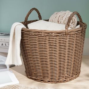 Cesto di vimini in resina intrecciata marrone cioccolato 16 \ "X 16 \" X 14.5 \ "per asciugamani porta vestiti decorazione per la casa - Product Image 4