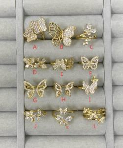 Anillos de mariposa para mujer, chapados en oro, diseño de joyería de moda, anillos con circonita - Product Image 1