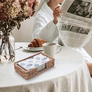 Wholesale Water Hyacinth Napkin Holder Woven <b>Storage</b> Tray <b>Rectangular</b> Organizer for Kitchen Dining Table Home Decor OEM ODM - Product Image 1