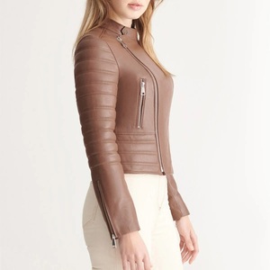 Women <b>Leather</b> <b>Jacket</b> Coat Casual <b>Long</b> Sleeve Zipper Motorcycle PU Women's <b>Leather</b> <b>Jacket</b> - Product Image 1
