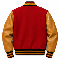 Blouson universitaire unisexe rouge en coton avec manches en chenille, numéro 24, à bouton unique, style bomber universitaire, vêtement d'extérieur d'hiver