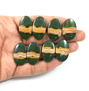 พลอยแจสเปอร์ธรรมชาติแบบหลวมขายส่งจำนวนมาก คริสตัลควอตซ์บำบัดจักระทั้งเจ็ดแบบคาโบชอง ขายส่งเป็นคู่ - Product Image 4