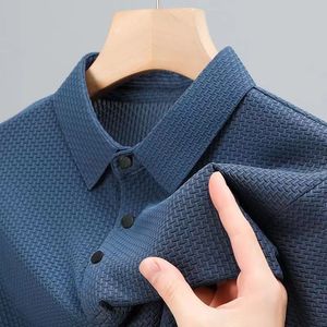 T-shirt pour homme à manches courtes en polyester/coton, tricoté, infroissable, personnalisé, décontracté, été, couleur unie, extensible - Product Image 1