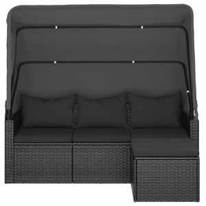 Grand canapé de jardin 3 places en rotin PE noir avec structure en acier thermolaqué - Product Image 3
