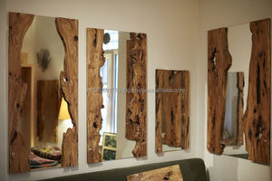 LIVE EDGE STUDIO Handmade Art Deco Rustic <b>Wooden</b> Wall <b>Mirror</b> Irregular Shape <b>Framed</b> Decorative Design for Wedding Diwali - Product Image 6