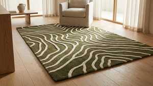 พรมขนสัตว์ทอมือสุดหรูสำหรับห้องนั่งเล่น ออกแบบเองได้ พรมขนสัตว์ทอมือลายนามธรรมทันสมัย พรมขนสัตว์ทอมือคุณภาพพรีเมียม - Product Image 6