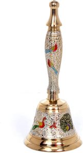 Brass Puja Bell for Home <b>Mandir</b> Colourful Jingle Bell for Christmas Hindu Festivals Decorative Hanging Bell - Product Image 6