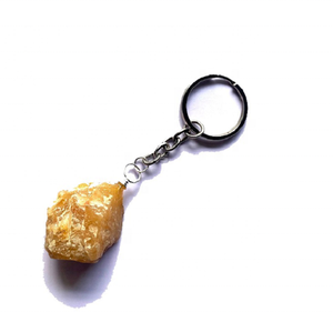 Porte-clés en cristal de haute qualité pierre calcite jaune brute pierre naturelle porte-clés de guérison cadeau pour les femmes porte-clés grossiste - Product Image 1