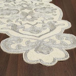 Embroidered Floral <b>Table</b> <b>Runner</b> Classic Cotton Home Decor Washable Beaded Pattern - Product Image 6