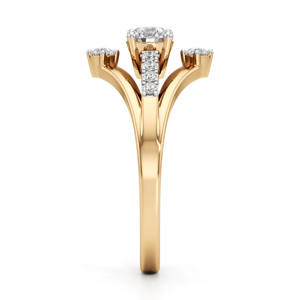 Bague de fiançailles en or jaune avec diamant rond taille brillant, bijoux classiques pour femmes - Product Image 3