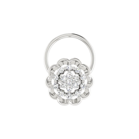 AJRETAIL Cincin Hidung Emas 14K Berlian Alami 0.06 Karat dengan Desain Bunga Etnik Warna HI Kejernihan VS-SI untuk Wanita