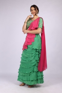 Ropa elegante para celebraciones, vestido de 2 piezas para mujer con drapería, con cuentas y adornos con lentejuelas. - Product Image 6