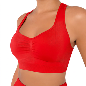 Sujetador deportivo verde oliva para mujer, cuello redondo, soporte medio, transpirable, para yoga y entrenamiento - Product Image 2