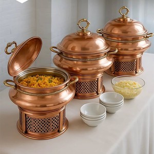 Handcrafted Brass Chafing Dish with Lid <b>Frame</b> and Base Stand Elegant Food Warmer Hotel Buffet Catering Wedding and Event Display - Product Image 5