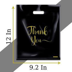 Sacchetti di Plastica per Piccole Imprese, Confezione da 100 Pezzi, Sacchetti Fustellati 'Grazie' per Shopping/Boutique, Prodotti per Imballaggio Merci - Product Image 3