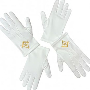 Guantes Masónicos de Algodón Blanco con Triángulo Morado Bordado, Largos hasta la Muñeca, Transpirables, Estilo Sencillo, Compatibles con Pantallas Táctiles - Product Image 6