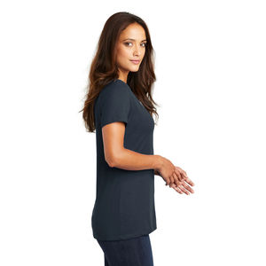 T-shirt décontracté pour femme, coupe oversize, col en V, manches courtes, style streetwear, uni, respirant, 100 % coton tricoté, coupe régulière, broderie écologique - Product Image 6