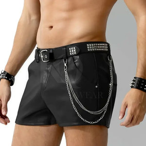 Shorts en cuir décontractés pour hommes, coupe ample, intérieur doux et look prêt-à-porter pour tous les jours - Product Image 2