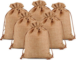 Sacs cadeaux en toile de jute, sacs en toile de jute pour mariage, pochettes en lin pour bijoux avec cordon de serrage pour anniversaire, fête, cadeaux de mariage, café (3x4) - Product Image 4