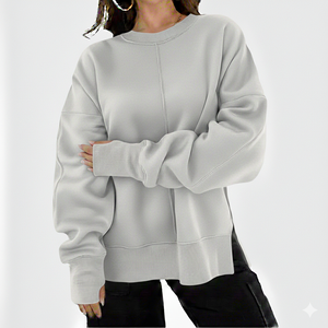 Sweat-shirt décontracté à manches longues et logo frontal pour femme, en molleton, coupe oversize, idéal pour l'hiver – Prix usine OEM premium pour la vente en gros - Product Image 3