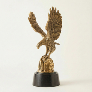 Vintage Brass Eagle Sculpture Gold Plated Metal Figurine Handmade <b>Tabletop</b> Accent Modern Classic Animal Art for Home Office - Product Image 1