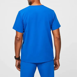 Premium Royal <b>Blue</b> Men's Medical <b>Scrub</b> Set Customize Hospital Nurse Uniform V-Neck Top Cargo Pants Doctor Nursing Workwear Suit - Product Image 5