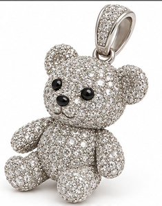 Colgante de Oso de Peluche de Plata de Ley 925 con Microincrustaciones de Moissanita, Collar con Dije de Animal, Joyería Personalizada, Regalo - Product Image 3