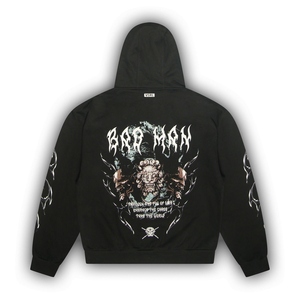Sweat-shirt à capuche noir pour homme Bar Man Upl, coupe oversize en coton French Terry, style streetwear hip-hop, avec logo sur le devant et poche, idéal pour l'automne - Product Image 2