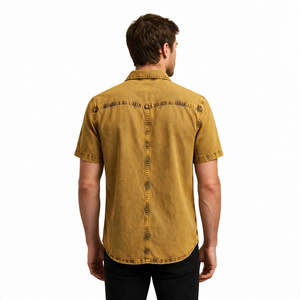 Nouvelle Arrivée Chemise en Jean Lavé pour Homme à Manches Courtes Décontractée Boutonnée Col Rabattu Été – Importée du Bangladesh - Product Image 3