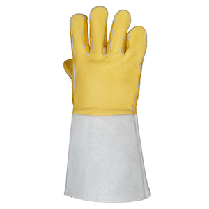 Leather Industrial Welding 16" <b>Long</b> Sleeve Leather Reinforced Welding <b>Gloves</b> Function Anti-Heat Industrial Safety Leather <b>Gloves</b> - Product Image 2