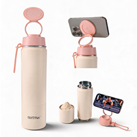 Bouteille d'eau en acier inoxydable ODM avec couvercle magnétique pour le yoga, la gym, support de téléphone magnétique réglable