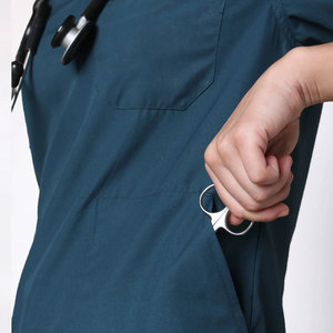 Heavyweight High Quality Polyester Cotton V Neck Design Short Sleeve Multi Pockets Plain Fashion Wear Women's <b>Scrub</b> Suits - Product Image 4