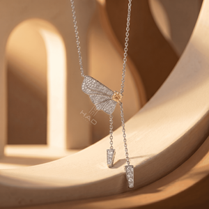 Collier pendentif papillon en diamant jaune de laboratoire taille princesse, chaîne réglable en or blanc, bijoux fins, cadeau de luxe - Product Image 2