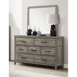 Comò da letto con 7 cassetti in stile rustico con finitura grigia Premium in legno laminato melaminico 1 pz - Product Image 5