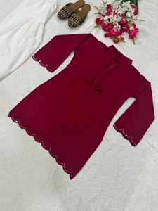 Women's Purple <b>Silk</b> Kurta With White <b>Palazzo</b> <b>Pants</b> Loose Fit Casual Wear Indian Pakistani Style All Seasons - Product Image 6