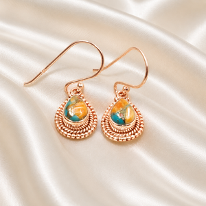 Boucles d'oreilles pendantes en argent sterling 925 pur, turquoise huître, style vintage bohème, faites à la main, bijoux en pierres précieuses, cadeau pour femme, maman - Product Image 6
