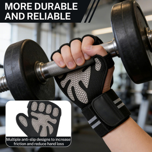 Workout Gloves Wrist Wraps Half Finger Lace-<b>Up</b> Closure Lightweight for Men Women Weight Lifting Cycling Gym Fitness Cross - Product Image 3