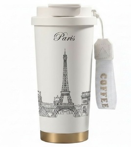 แก้วกาแฟเก็บความร้อนแบบพกพา สแตนเลส 316 ขนาด 500 มล. ลายเส้นขอบเมืองสำคัญทั่วโลก พร้อมฝาปิด - Product Image 2