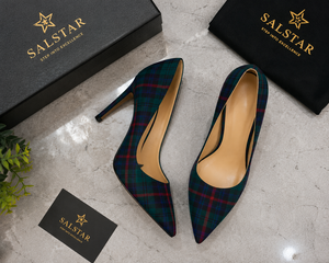 Custom Women Tartan Stiletto Heels | Scottish Plaid <b>Pointed</b> Toe High Heel Pumps | OEM ODM Fashion Dress Shoes Manufacturer - Product Image 6