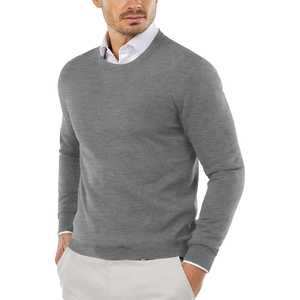 Men's <b>Light</b> Blue Crew Neck Pullover Sweater Full Sleeve 100% Cotton Anti-Pilling Winter Standard Thickness - Product Image 2