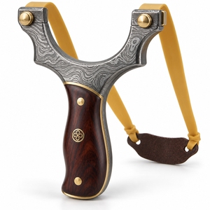 Tirachinas de Acero de Damasco Hecho a Mano con Patrón Decorativo, Artículo Coleccionable Premium para Exhibición y Decoración del Hogar OEM - Product Image 1